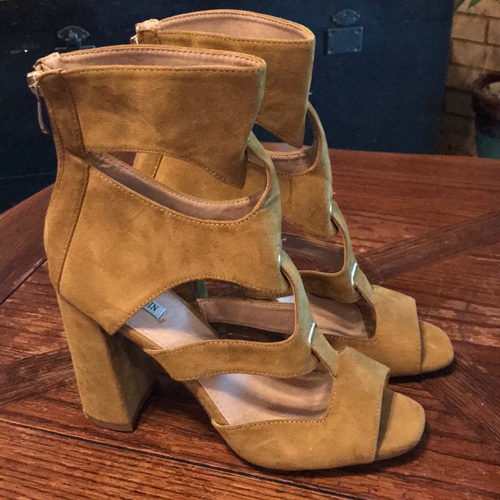 Camel heeled booties by Cape Robbin